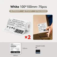 Ni B4 라벨 프린터 용 대형 소매업을위한 바코드 태그 소매 자체 접착 스티커, 100x100-White-2