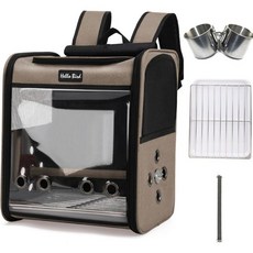 앵무새 새장 놀이터 날림장 용품 チューズクウェン 鳥用キャリーバッグ 鳥用インコキャリーリュック 鳥用お散歩ケージ お出かけバードキャリア 外出持ち運び折りたたみ式高さ調節可能な止まり木付き餌, 커피