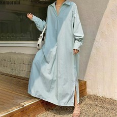 아뗄릭 네이덜 스트라이프 오버핏 셔츠형 원피스 02621