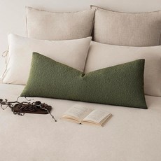 Foindtower 장식용 텍스처 부클레 쿠션 커버 액센트 솔리드 베개 뉴트럴 롱 바디 요추 소파 케이스 의자 침실 거실 홈 데코 35.6x91.4cm(14x36인치) 1개