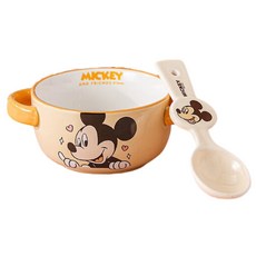 StarR 디즈니 세라믹 양수 볼 + 숟가락 세트, 1세트, 미키