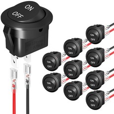 Joinfworld 10Pcs 원형 로커 스위치 12V 켜기 DC 서클 토글 2핀 SPST 6A / 250V 10A 125V AC 20MM 소형 스위치 오토카 마린 보트용 와이어, ON-OFF