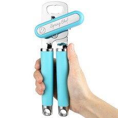 Sp반지 Chef 스테인리스 스틸 캔 오프너 - 부드러운 그립 손잡이가 있는 수동 쉬운 회전 매끄러운 가장자리를 가진 노인을 위한 튼튼한 핸드 자석 뚜껑 리무버 블랙_165, Aqua Sky_165727