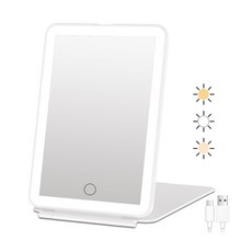 바이샌드 충전식 메이크업 LED 탁상거울, 화이트