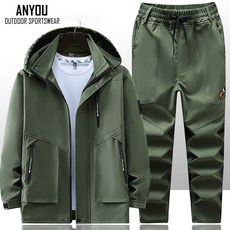ANYOU 남자 춘추 방수 방풍 스판 작업복 정비복 현장복 등산복 야외 낚시복 스포츠 상하의 세트 K2-2023A