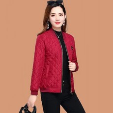 초슬림 여성용 봄가을 중년 엄마용 단추 면 재킷, 2XL, 레드