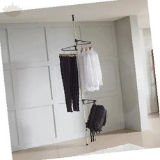 천장고정 옷장 셔츠 파이프 드레스룸 의류보관 흰색 침실 정장 걸이 단층형, 상세페이지 참조