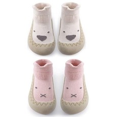 BEHELE 아기 유아 미끄럼 방지 양말 신발 미끄럼 방지 바닥 슬리퍼 남아 여아 첫 걷기 2쌍 스타일1