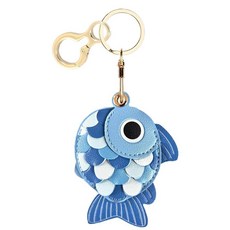 BORKUANA 에어태그와 호환되는 가죽 키체인 홀더 케이스 키링과 랜야드가 있는 귀여운 보호 커버 지갑 열쇠 가방 반려동물용 긁힘 방지 파인더 GPS 트래커 케이스(블, 금붕어 D