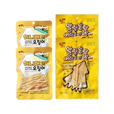 정화 허니버터 2봉+버터구이 2봉 오징어 안주 세트 (총 4봉) 진심인, 1세트, 160g