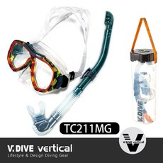 游龍潛水 V.DIVE TC211 專業潛水 浮潛 深潛 面鏡 呼吸管 套裝組合(送收納提桶), TC211 MG迷彩綠