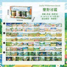 RAYRAYGO ZABC 奇趣景觀和紙膠帶套裝 2款4卷入 特殊油墨風景插畫背景造景手帳膠帶, 1個, 樂野尋蹤