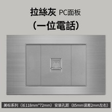 【偉益直銷】 臺灣美標鋁拉絲灰色金屬開關插座灰色118型20A插座面板千兆網絡 224J, 1個, 電話