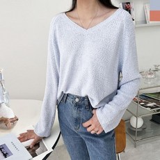 여자베이직브이넥긴팔니트 여성상의