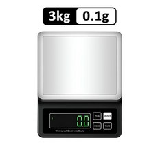 주방 전자 저울 충전식 방수 IP67 1g, Black 3Kg 0.1g