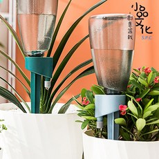 自動澆水器 旋鈕調水量 寶特瓶適用, 1個, 自動澆水器-灰藍 (含水瓶), 灰藍