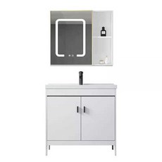 화장실 하부장 스텐드 세면대 욕실 수납장 간이 씽크대, 화이트 도어 60 풀 플러스 거울, 1개, 상세페이지 참고