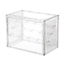 透明垂直條紋模型展示盒，多層可調防塵模型收納盒，磁吸開關可堆疊模型展示櫃, 1個