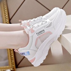 여성 운동화 캐주얼 메쉬 러닝화 통굽 가죽 키높이 쿠션 5cm 런닝화 우먼스 발편한 신발