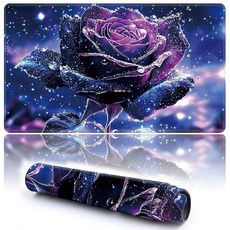 BPQOJB MTG 플레이매트 35 x 59.9cm(13.7 23.6인치) 내구성 있는 플레이 매트 존과 미끄럼 방지 고무 스티치 매끄러운 표면 TCG 및 기타 배틀 게임, 보라색 장미 꽃, 13.78 x 23.6 inch