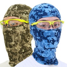 1+1 쿨 스킨 여름 COOL 바라클라바 자전거 여름 오토바이 복면 두건마스크, 카키+블루