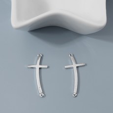 싼비즈 [8-502-13]순은펜던트 심플곡선십자가 9x20mm 실버925 1개