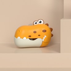 Grillan 恐龍吐泡泡機，兒童浴室電動戲水玩具, 1個, 恐龍吐泡泡—黃色英文:如圖所示