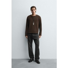 ZARA 스트럭처 턴업 마감 스웨터 - 브라운