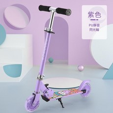 新款鋁合金兒童滑板車 PU靜音閃光輪, 卡通紫, 1個
