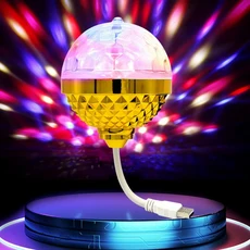 LED 무대 램프 전구 무대 조명 다채로운 소형 매직 볼 360도 회전 USB 플러그 다중 모드 DJ 디스코 분위기 조명, RGB Light, USB Plug