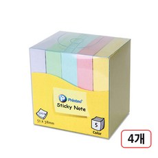 프린텍)멀티팩(51*38/100매*5), 4개, 혼합형5색(A5138M)