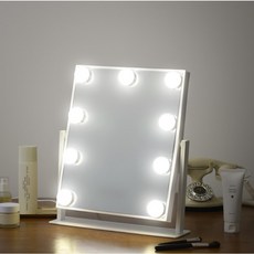나쥬랑 메이크업 거울 LED 무선 조명 화장 거울, 화이트