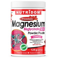 캐나다 NUTRIDOM 뉴트리돔 마그네슘 비스글리시네트 500mg 파우더, 124g, 7개