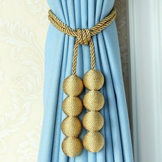 자석 커튼 스트랩 모던 심플 커튼 끈 스트랩 걸이 볼 스트랩 크리에이티브 커튼 버클 스트랩 펀칭, 골든 옐로우