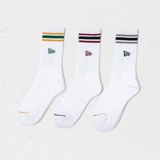 뉴에라 NEW ERA 스트라이프 크루 삭스 3팩 그린네이비블랙 14475414 324720