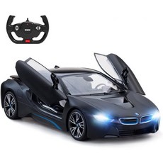 RASTAR BMW RC 카 1/14 i8 R/C 모델 어린이용 좌우 도어 자동 개폐 컨트롤러 블랙 메탈릭 페인트 마감, RASTAR BMW RC 카, 1/14 i8 R/C 모