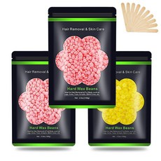 오퍼웰 제모 왁스 비즈 300g 3개 브라질리언 왁싱 페이스 비키니 아이브로우 왁싱 제모, 장미 2 꿀 1