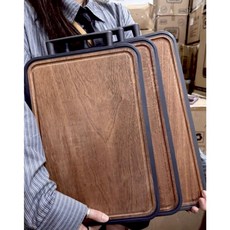 烏檀紅木304不鏽鋼雙面砧板 廚房料理切菜板 38x26x2.2公分, 1個