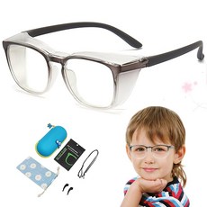 GOKEI 꽃가루방지 안경 어린이용 314세 양면 김서림 방지 블루라이트 차단 꽃가루 알레르기 안경 꽃가루 안경 흐리지 않는 어린이 키즈 꽃가루 대책 블랙