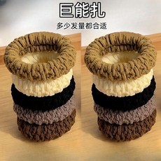 無標題 髮圈 加厚高彈力橡皮筋 新款加厚加粗髮飾加寬扎頭髮橡皮筋髮圈頭繩高馬尾高彈力耐用, 1個, 5根混色:高彈力提花kQ, 高彈力提花髮圈kQ