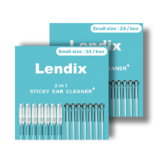 Lendix 친환경 점착식 끈끈이 귀이개 플러스 면봉 투인원, 2개, 24개입, Small