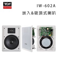 TDF 立體聲主動式崁入吸頂喇叭, 白色, IW-602A