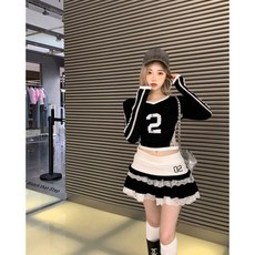韓版KPOP跳舞短款套裝 拼接印花運動風少女短裙褲 甜辣爵士舞上衣