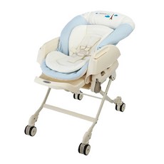 Combi Letto ST 藍色巴黎電動安撫餐搖椅，0-4歲嬰兒適用，附餐盤，多角度調整，舒適透氣, 電動安撫餐椅ST款(藍色巴黎), 藍色巴黎