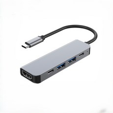 ORIGIN 五合一Type-C轉HDMI轉接器，支援4K影像輸出與PD快速充電，USB 3.0高速傳輸，多功能集線器, 灰色, 1個