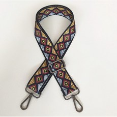 【mamabao】包包背帶 可調節長短 民族風帆布肩背帶 側背帶 斜背帶 替換背帶 相機背帶, 1個, 菱格+槍鉤