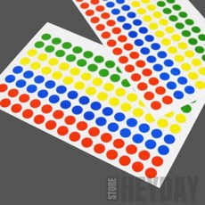 부승 놀이용 오색 스티커 포장스티커, 원형(5색), 1세트, 301-1 (7매)