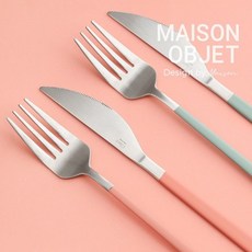메종오브제 시에르 늘봄 디너 포크나이프 2인 세트 4P, 네이비+민트