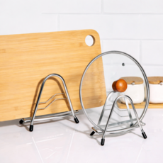 포스트머스 위생적이고 편리한 냄비 뚜껑 도마 거치대, 1개, 실버