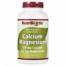 NutriBiotic 鈣鎂無麩質膠囊, 1個, 250 件